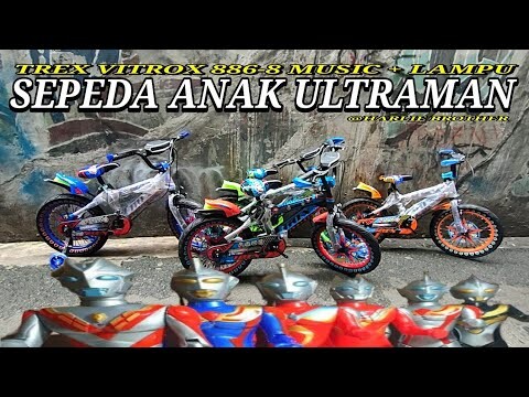 Sepeda Anak ULTRAMAN Trex Vitrox 886 - 8 Music Besar Depan Lampu Belakang dan Lampu Roda | BMX