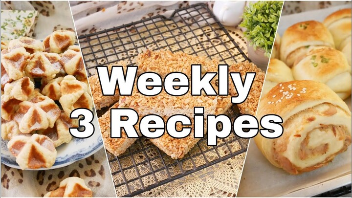 Weekly 3 Recipes Mini Waffle, Waffle Ball,Healthy Granola Bars,Tuna & Mayonnaise Bread
