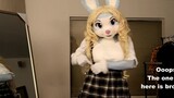 [Trang phục quái vật] Trang phục động vật dễ thương ngụy trang bằng mặt nạ da toàn thân của Bunny (v