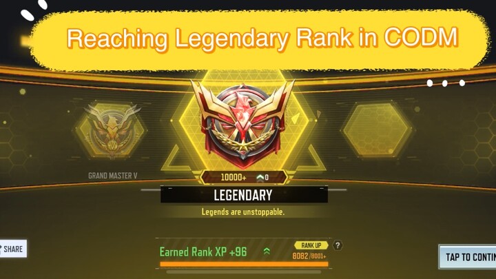Reaching Legendary in Multi-player Rank Game in Call of Duty.