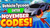 VEHICLE TYCOON CODES *NOVEMBER 2021* ALL NEW WORKING CODES ROBLOX VEHICLE TYCOON!