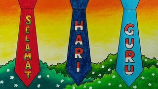 Menggambar tema hari guru || Menggambar poster selamat hari guru