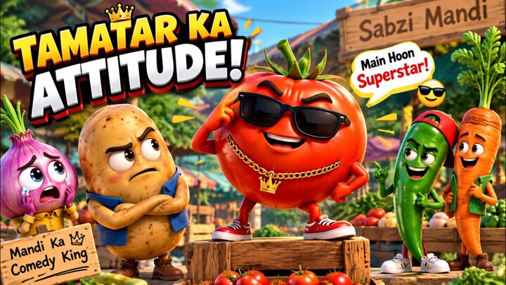 Tamatar Ka Attitude 😂🍅 | Aalu, Pyaz Aur Tamatar Ki Funny Kahani | Vegetable Cartoon Story