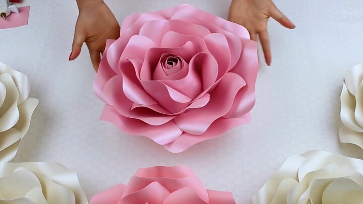Creative Paper Art Handmade Tutorial - กระดาษแข็งทำดอกกุหลาบขนาดใหญ่