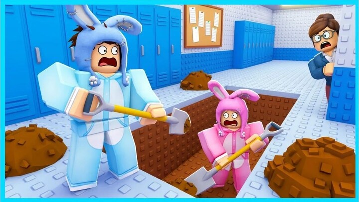 MIPAN & ZUZUZU Kabur Dari Sekolah Dengan Gali Bawah Tanah! ROBLOX