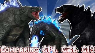 COMPARING GODZILLA 2014, GODZILLA 2019 and GODZILLA 2021 IN KU || Kaiju Universe