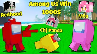 MỀU THỬ THÁCH LÀM IMPOSTOR TROLL TREAM AMONG US TRONG MINECRAFT*REDHOOD HẸN HÒ VỚI MỀU TRONG AMONGUS