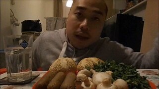 Asmr Eating Sounds - Vegetarian Sausages, Kaiser Rolls,  Mushrooms, Kale + Peer Pressure Advice