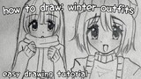 How to draw: Anime Girl Winter Outfits | anime drawing tips | easy tutorials