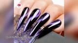 Bộ nail dài mắt mèo kim cương màu tím