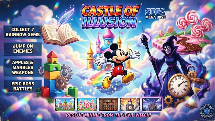 Castle of Illusion - Mega Drive/Sega Ganesis - Full Walkthrough / Playthrough Gameplay