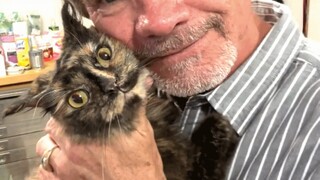 Grown man turns to mush for rescue cat