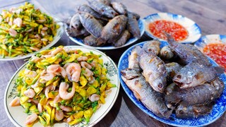 Rô Đồng Chiên Xù Chấm Mắm Kiệu, Điên Điển Hái Về Gỏi Tép Sông | MTQH