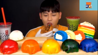 Mukbang trà sữa và bánh bảy sắc cầu vồng #anngon