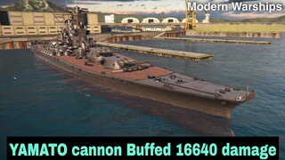 Modern Warships: IJN YAMATO Cannon increased Damage 16,640. bot match gameplay.