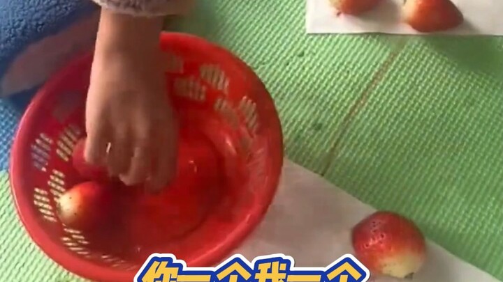 This kid’s strawberry-splitting skills are as good as Liu Xing’s meat-patty-splitting.