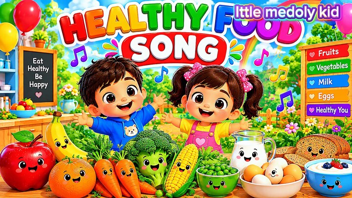 🍎 Healthy Food Song for Kids | Learn Fruits & Vegetables | Little Melody Kids