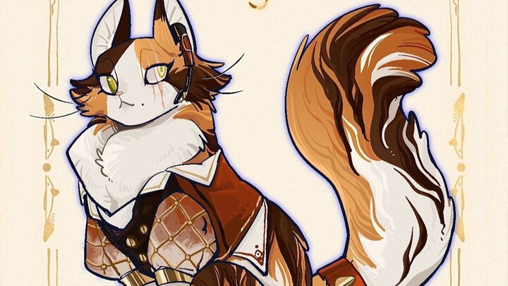 Today, I’m challenging myself to design a character using cat-themed elements!