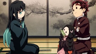 Nezuko imitates the tilt of the head of the Kasumi Pillar ~ 1000% synchronization rate, all three of