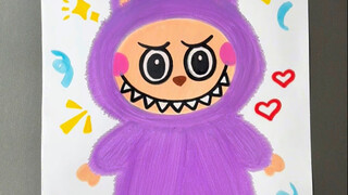 有手就行的拉布布丙烯画，快和孩子画起来吧#拉布布简笔画 #儿童简笔画 #也太可爱了吧