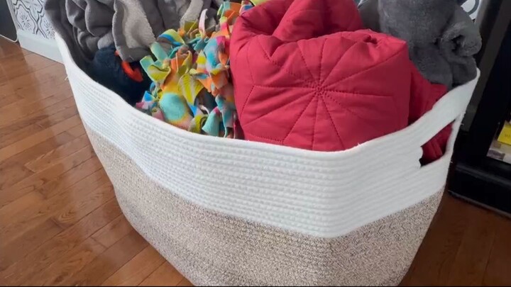 Hey everyone so we got this basket for our blankets.