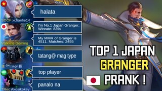 Granger Top 1 Japan PRANK !! + 5k MMR | Franco Nagalit 😂| MLBB