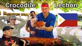 American Father and Son REACT to Crocodile Lechon The most OUTRAGEOUS food in the Philippines!