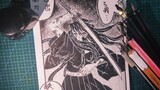 [Thanh Gươm Diệt Quỷ] Vẽ nhân vật Shitou Muichiro bằng bút nhúng