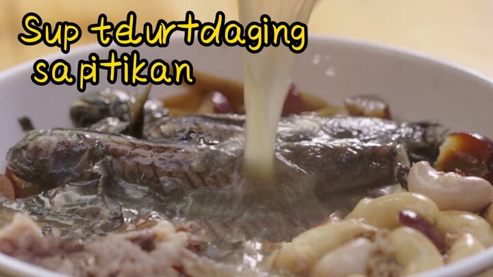 Sup telur+daging sapi+ikan