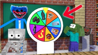 Monster School : HORROR & FUNNY WHEEL SPIN Challenge - Minecraft Animation