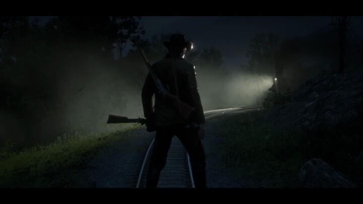 Rockstar knows how to film a train robbery, and Arthur is so cool in this scene! [Red Dead Redemptio