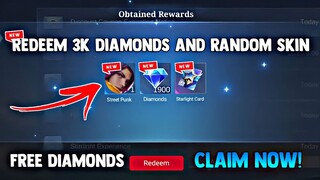 REDEEM FREE 3K DIAMONDS AND RANDOM SKIN! "CLAIM NOW" FREE DIAMONDS! LEGIT100% | MOBILE LEGENDS 2023