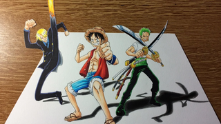 วาด ลูฟี่ โซโล ซันจิ ในแบบ 3 มิติ
