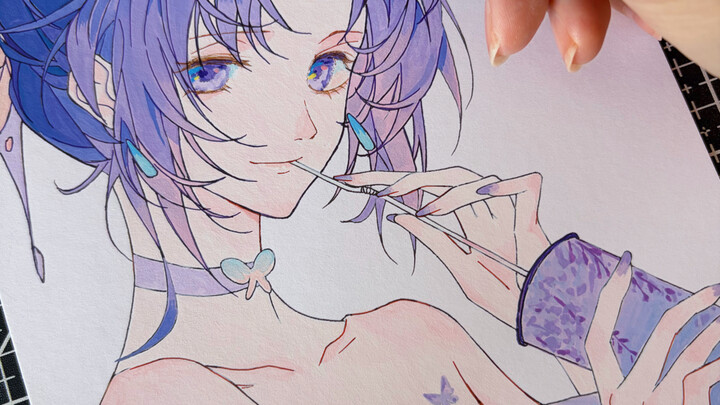 วิธีวาดผิวหน้าใสเนียนด้วยดินสอสองแท่ง｜ขั้นตอนการวาดมือของชูโตะ ฮินาซึกิ รูปต้นฉบับจาก: @คุณครูเมียวต