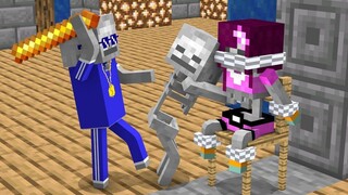 Monster School : Skeleton girl and boy - Funny Minecraft Animation