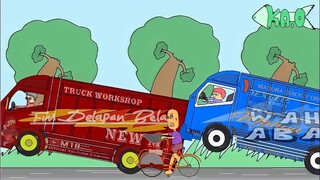 mobil truk oleng trending topik dan wahyu abadi vs tukang becak - funny cartoon - kartun lucu