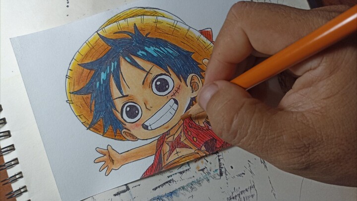 mewarnai gambar chibi Luffy