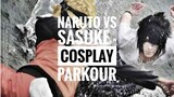 Cosplayer parkour ( Naruto and Sasuke )