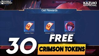 HOW TO GET 30 FREE CRIMSON TOKENS | FREE RECALL, EMOTE OR SPAWN | CRIMSON CHARM EVENT | MLBB