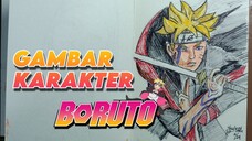 Menggambar Karakter Boruto Uzumaki dengan Pulpen Warna