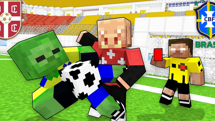 Monster School Brazil vs Serbia - WORLD CUP 2022 Match - Football Challenge Minecraft แอนิเมชั่น