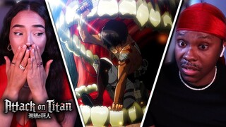 MY GIRLFRIEND REACTS TO - ATTACK ON TITAN Season 1 Episode 5 NOOOO EREN!! | Reaction + Review