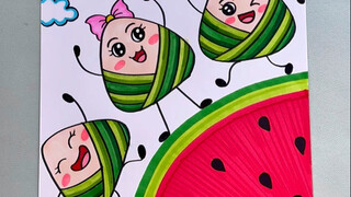 Tết Đoan Ngọ sắp đến rồi, hãy cùng tôi vẽ những chiếc bánh chưng nhỏ dễ thương nào, thật dễ dàng hoà