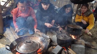 THĂM CÔNG TRÌNH NHÀ A TU NGÀY MƯA LẠNH | XÂY NHÀ NGHỆ NHÂN KHÈN BẢN A TU