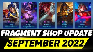 UPDATE FRAGMENT SHOP SEPTEMBER 2022 | UPDATE RARE SKIN FRAGMENT MOBILE LEGENDS