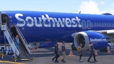 Arrival of the passenger airliner Boeing 737 Max8 of Southwest Airlines at the Batumi airport