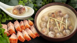 Cách nấu CHÈ BỘT LỌC HEO QUAY đặc biệt - nhồi bột năng không bị chảy | Crispy Pork Belly Dessert