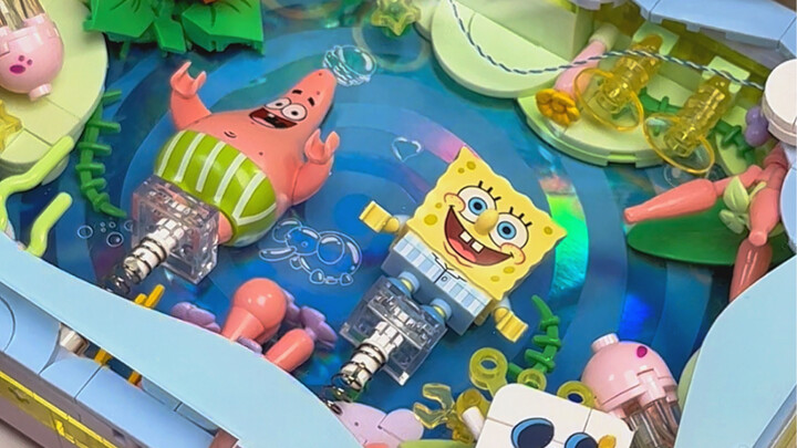 Khung ảnh Spongebob làm từ các khối xây dựng, chúc bạn có một giấc mơ ngọt ngào sau khi đọc nó