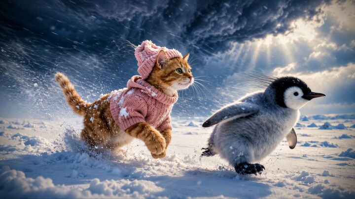 小猫勇救被困的小企鹅 | Gingy Saves a Little Penguin | Gingy Family
