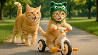 Mama Cat Trims Fur on the Farm and Makes Tiger Hat For Kittens At Home 🧶 - 1080
